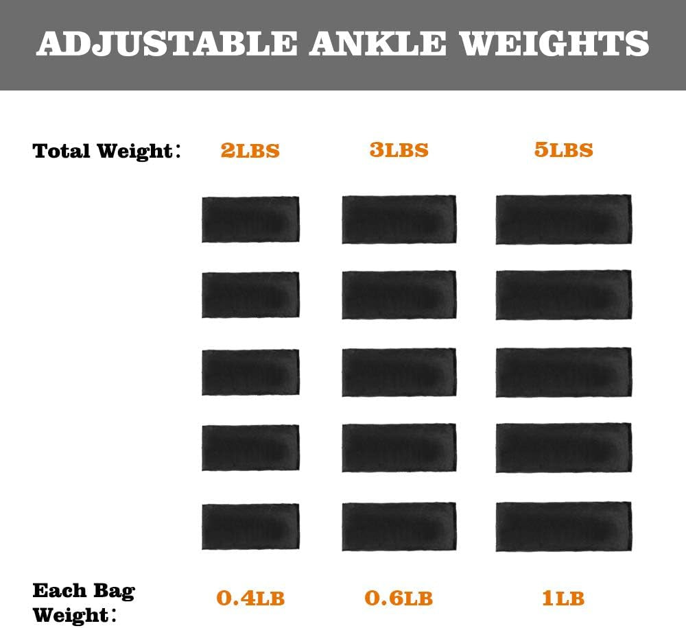 Adjustable Ankle Weights Set (1 Pair) - 2, 3, 5, 10 Lbs for Strength Training, Suitable for Women, Men, and Kids - Ideal for Gym, Fitness Workouts, Running, and Weight Lifting in Black, Grey, Pink, Blue, and Purple