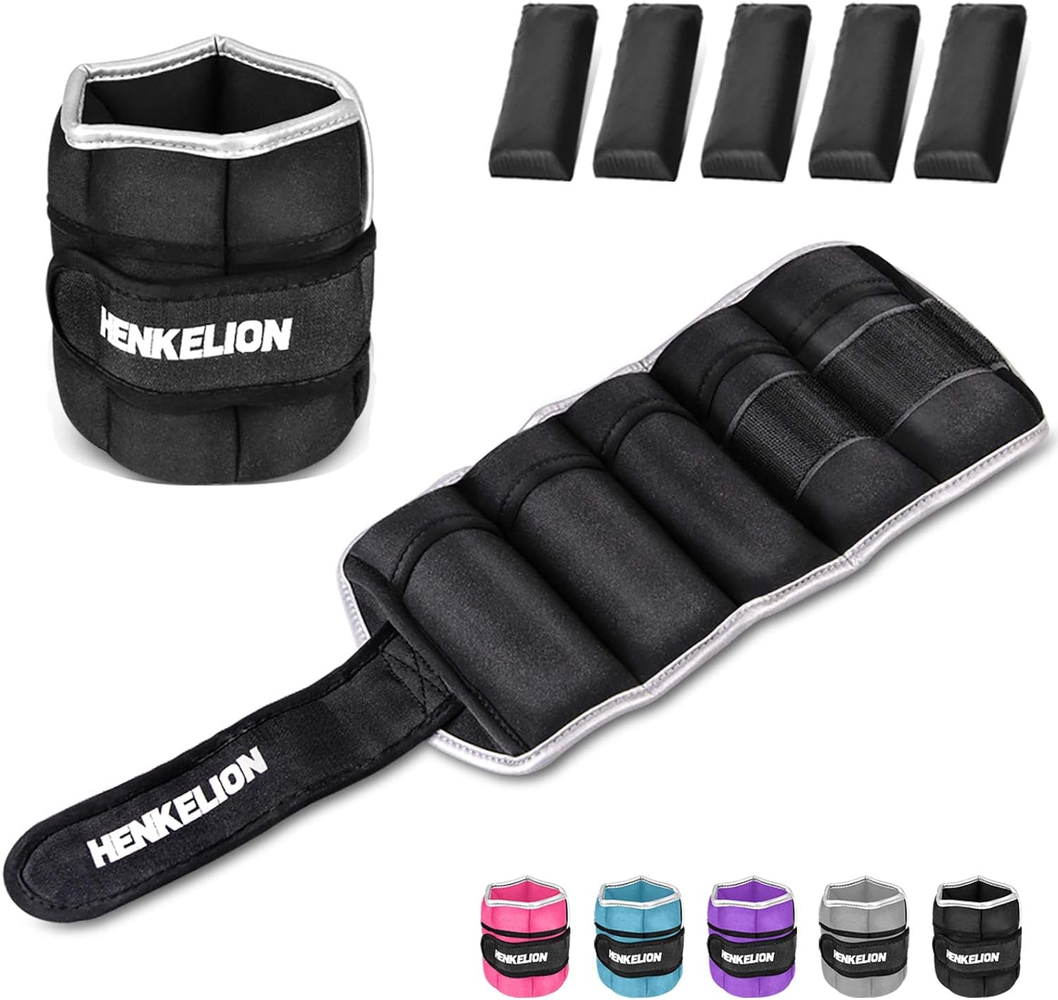 Adjustable Ankle Weights Set (1 Pair) - 2, 3, 5, 10 Lbs for Strength Training, Suitable for Women, Men, and Kids - Ideal for Gym, Fitness Workouts, Running, and Weight Lifting in Black, Grey, Pink, Blue, and Purple