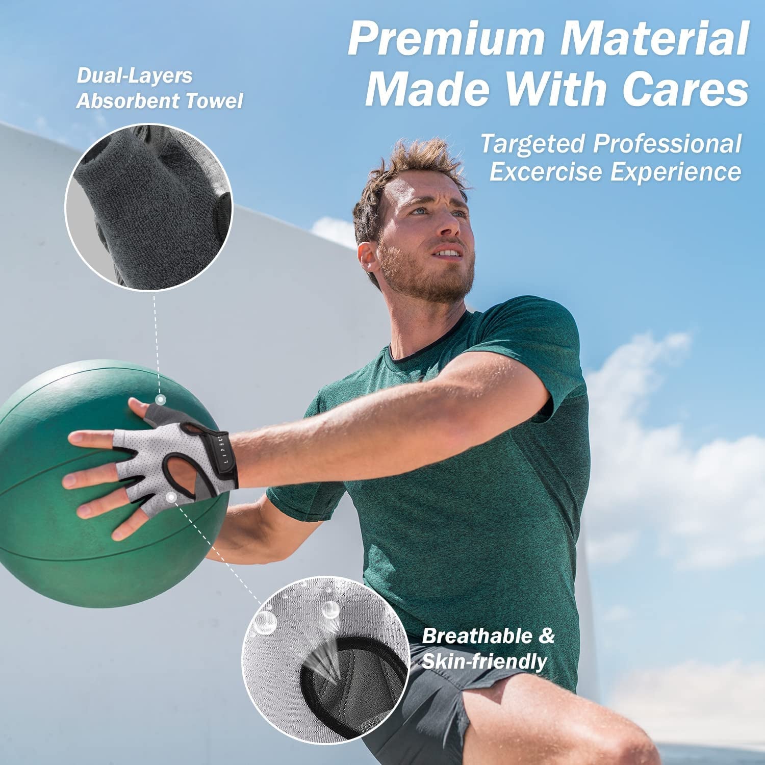 Freedom Workout Gloves - Fingerless Knuckle Weight Lifting Gloves with Curved Open Back for Powerlifting and Gym Use, Suitable for Men and Women