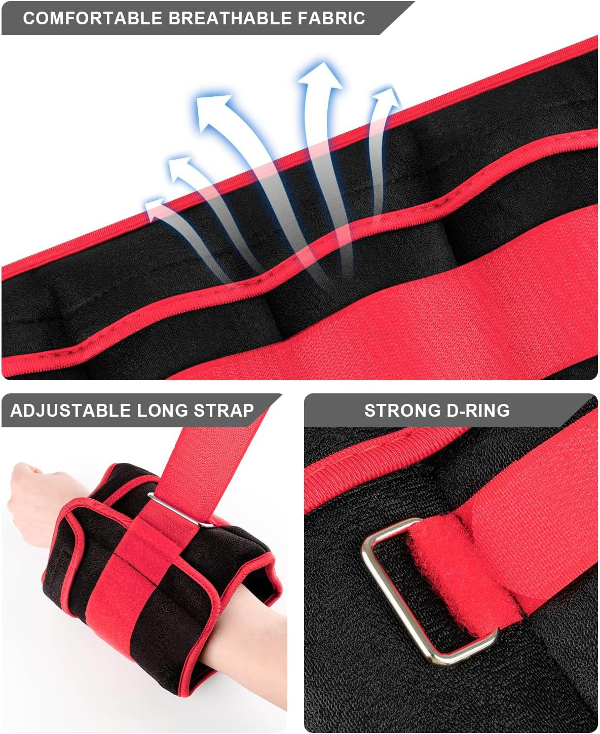 Adjustable Ankle Weights Set (1-20 lbs) with Removable Weights for Jogging, Gymnastics, Aerobics, and Physical Therapy