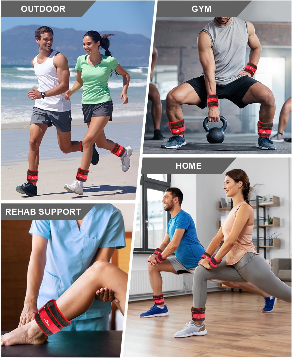 Adjustable Ankle Weights Set (1-20 lbs) with Removable Weights for Jogging, Gymnastics, Aerobics, and Physical Therapy