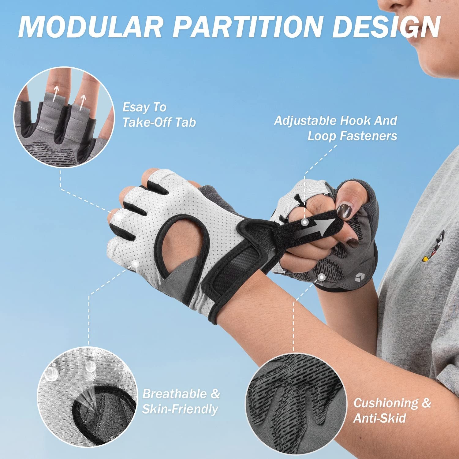 Freedom Workout Gloves - Fingerless Knuckle Weight Lifting Gloves with Curved Open Back for Powerlifting and Gym Use, Suitable for Men and Women