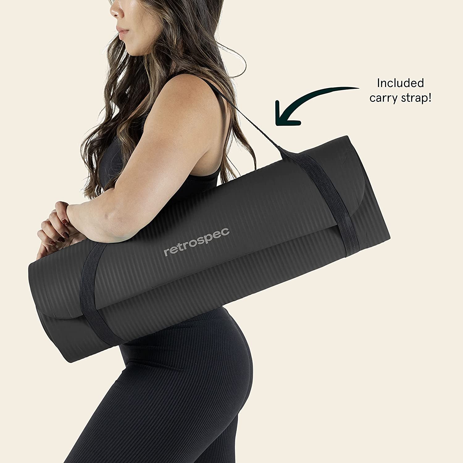 Solana 1/2" Thick Non-Slip Yoga Mat with Nylon Strap for Men and Women - Ideal for Yoga, Pilates, Stretching, and Fitness Workouts