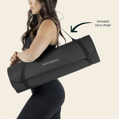 Solana 1/2" Thick Non-Slip Yoga Mat with Nylon Strap for Men and Women - Ideal for Yoga, Pilates, Stretching, and Fitness Workouts